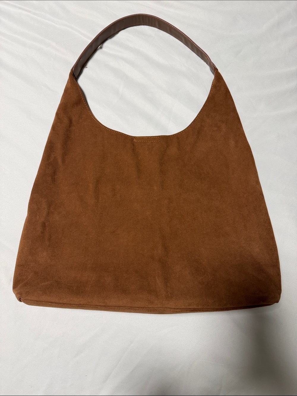 Suede Hobo Shoulder Bag in Brown